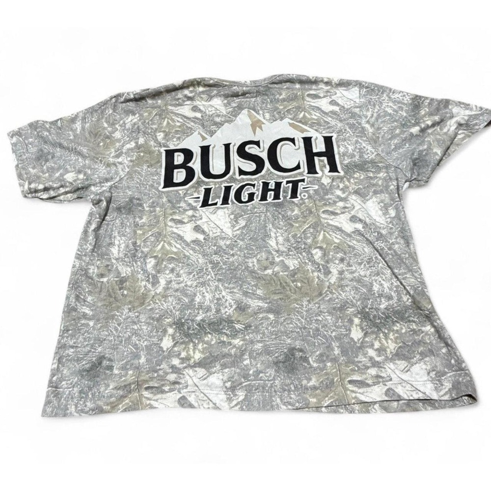 Busch Light Camo T Shirt Mens Medium Realtree Hunting Beer Graphic All Over